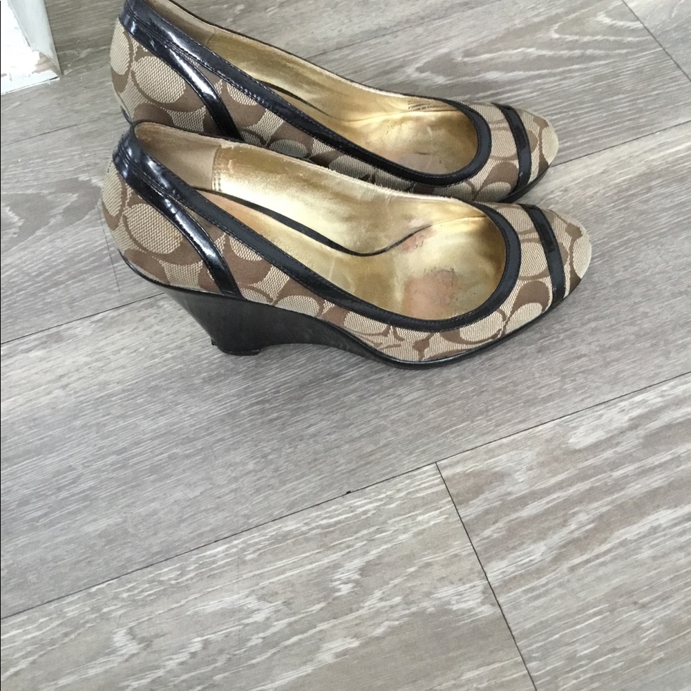 coach Brown Wedge Shoes Size 7.5B $40 - Picture 8 of 13